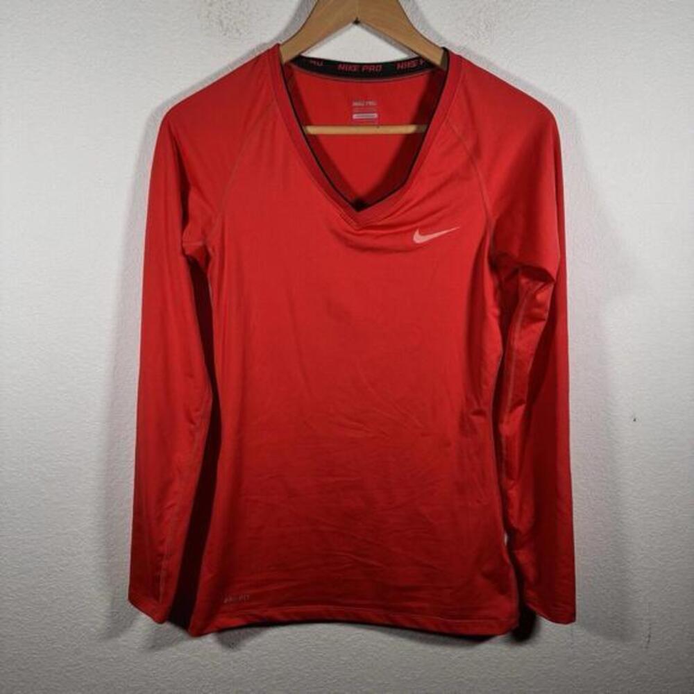 Nike Pro Dri-Fit Long‎ Sleeve Shirt Women's Red Size Small